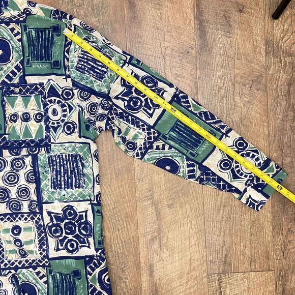 Vintage 90s Pierre Cardin Men’s Geometric Psychedelic Retro Long Sleeve Shirt XL - Picture 8 of 8